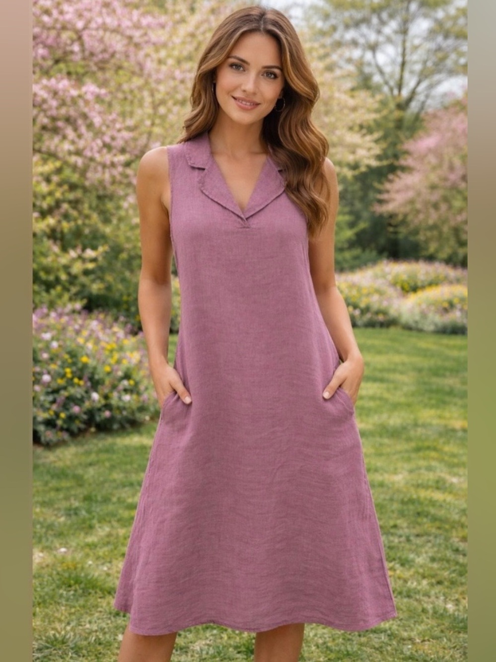 Valentina Naldi Linen Dusty Purple Linen Dress - S